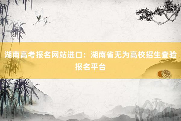 湖南高考报名网站进口：湖南省无为高校招生查验报名平台