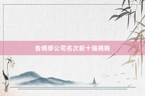 告绸缪公司名次前十强揭晓